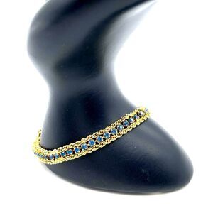 Gold Platted Chain with Blue Crystals Accents